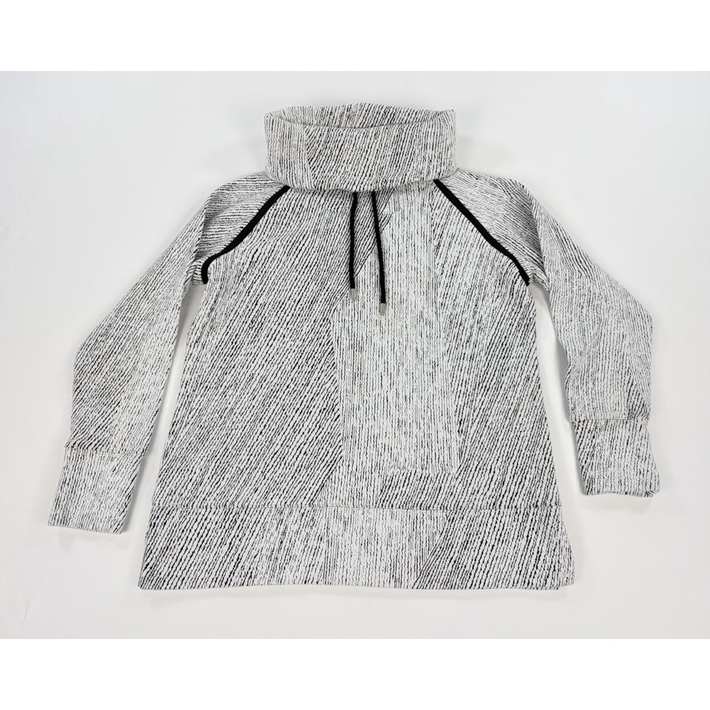 Kirkland Signature Jacquard Pullover Cowl Neck Sweatshirt Women's M White Black